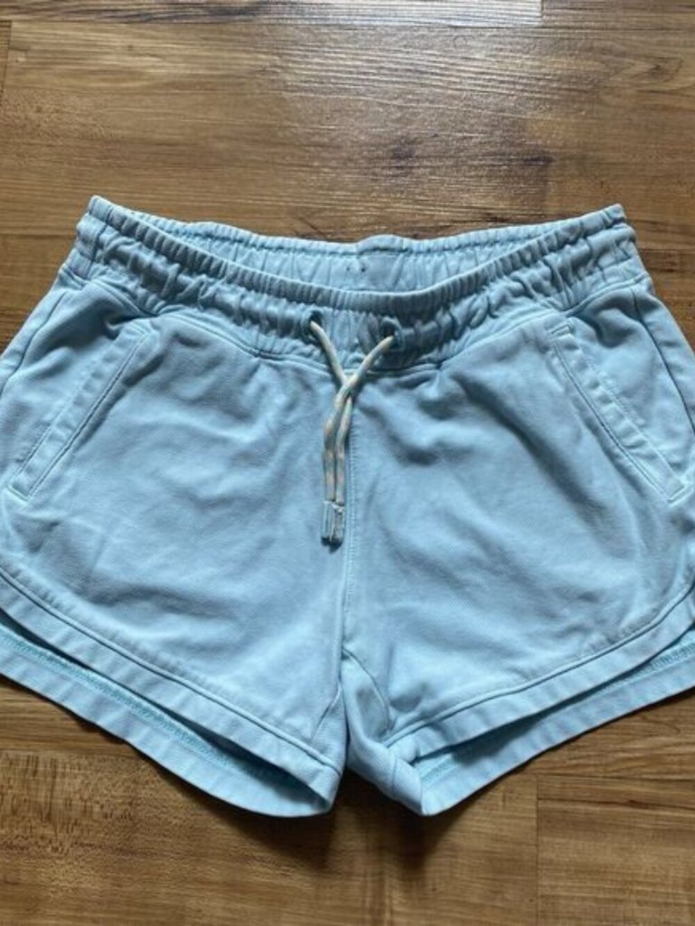 Athleta Girl L 12 Aqua Blue All Play Farallon Shorts Pull On Pockets Soft Casual